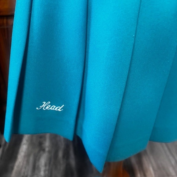 Vintage Head Sportswear Teal Blue Pleated Tennis Skirt Retro Athletic Mini Sz 12 - Picture 3 of 6
